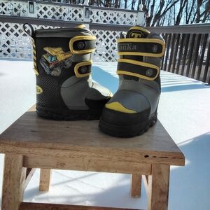 Tanka Truck Boys Toddler Kids Winter Snow Rain Boots Sz US 6 Black/Gray/Yellow